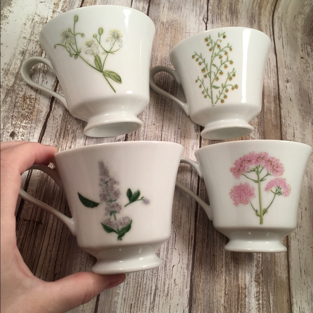 Cottagecore floral botanical garden teacups coffee mugs beautiful gift